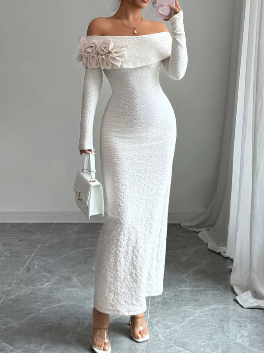 Flower Off-Shoulder Maxi Dress  Shop One Place