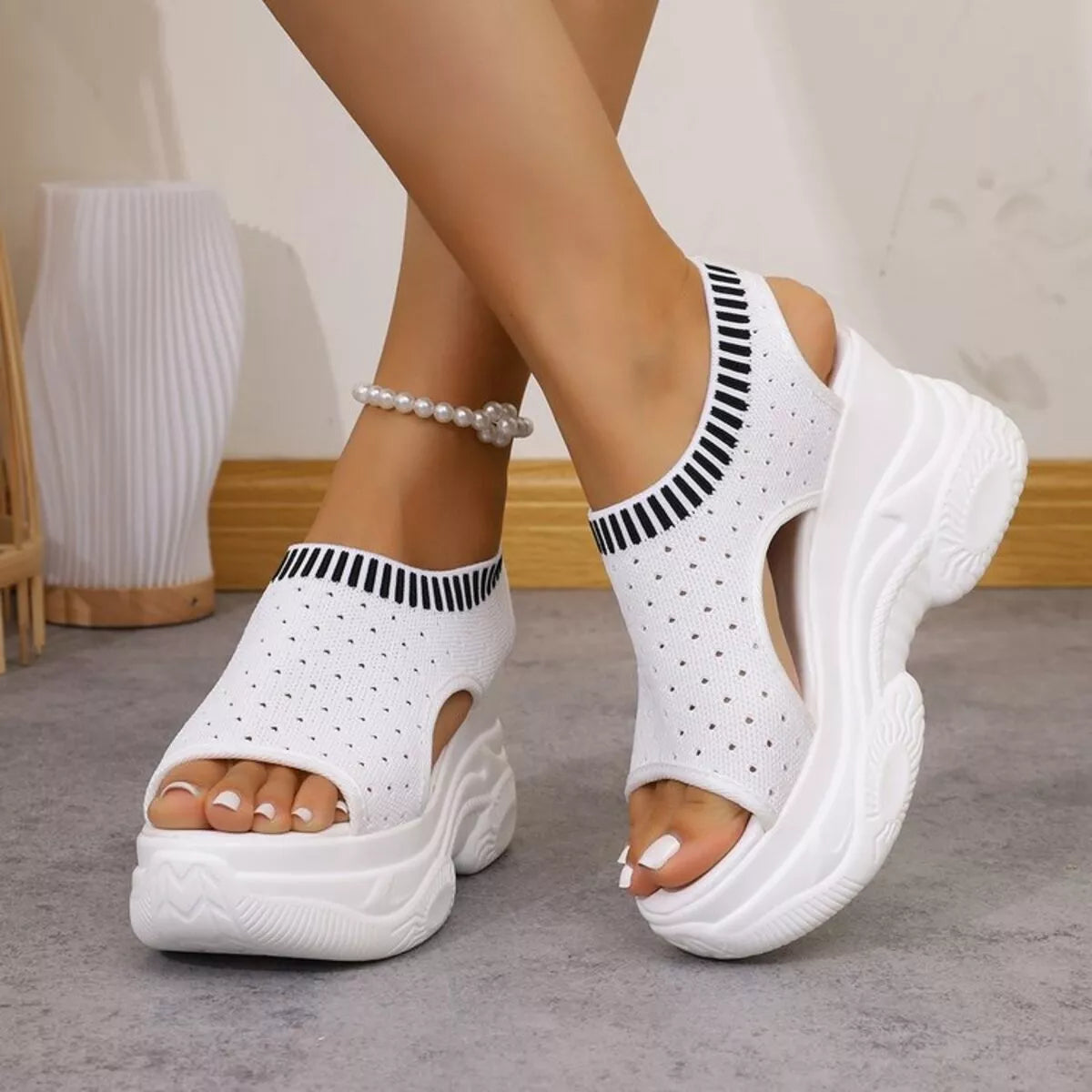 Mesh Platform Wedge Sandals  Shop One Place