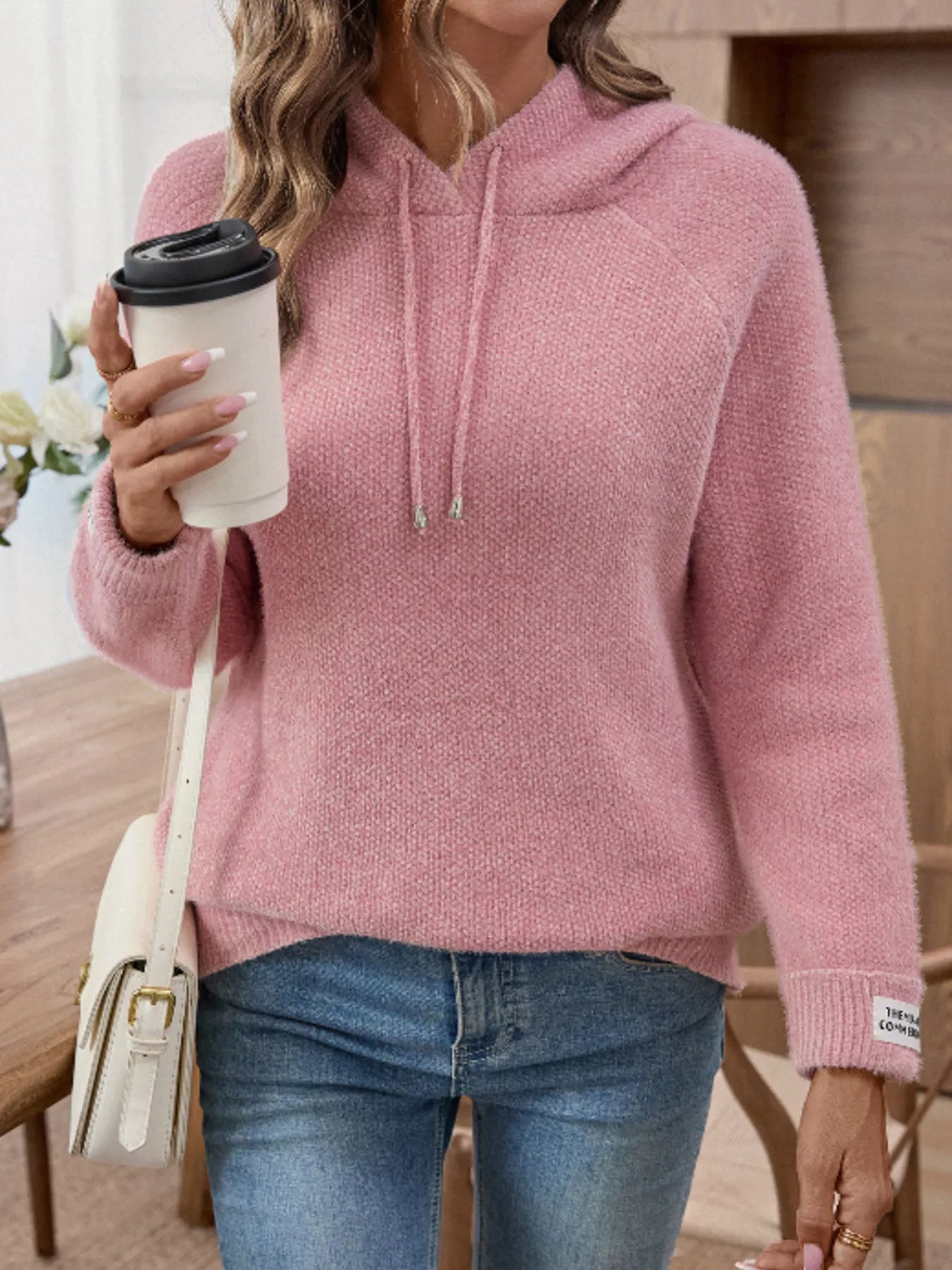 Long Sleeve Drawstring Hooded Sweater  Shop One Place