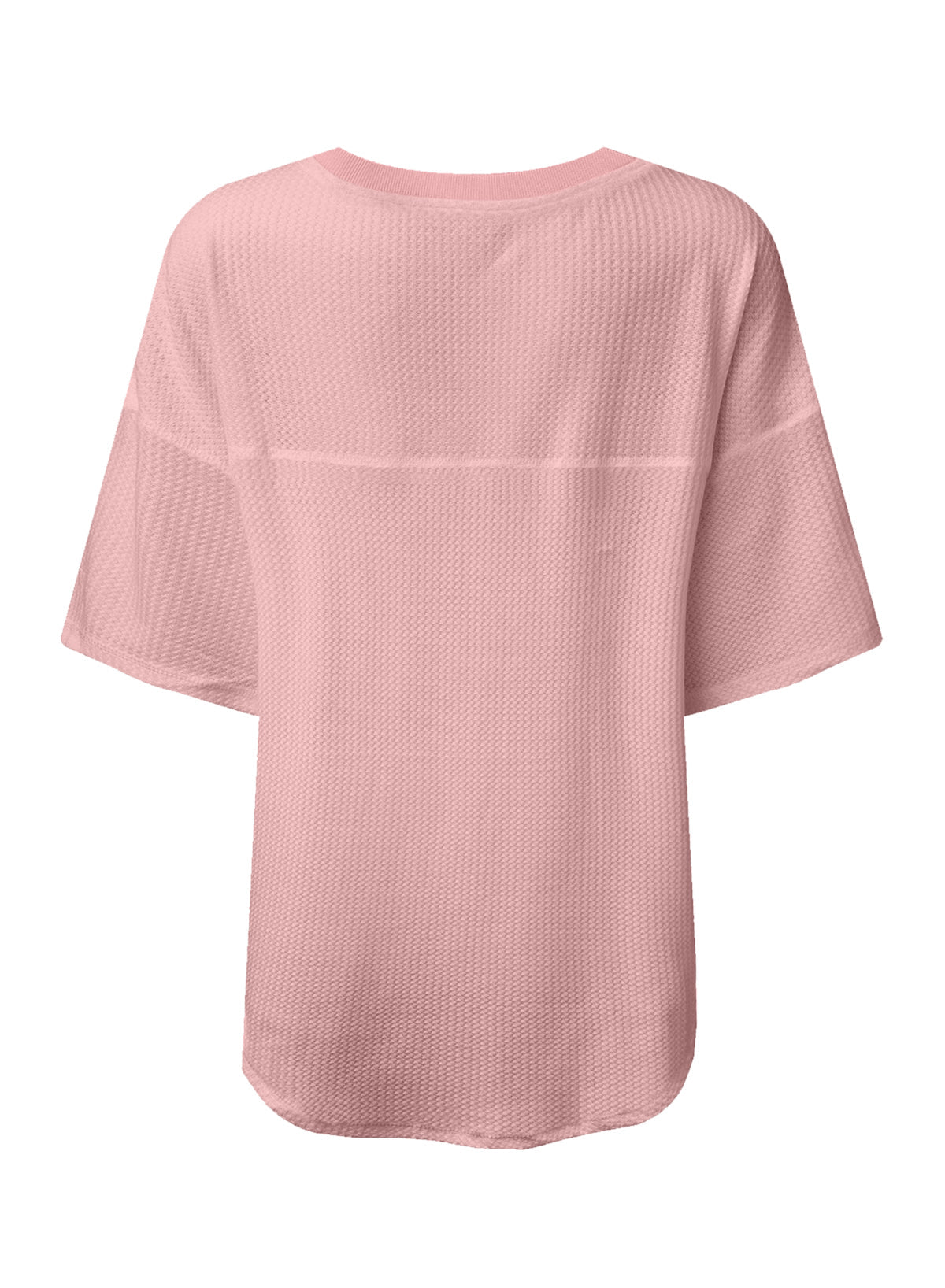 Black Waffle Texture V Neck Drop Shoulder Loose Tee  Shop One Place