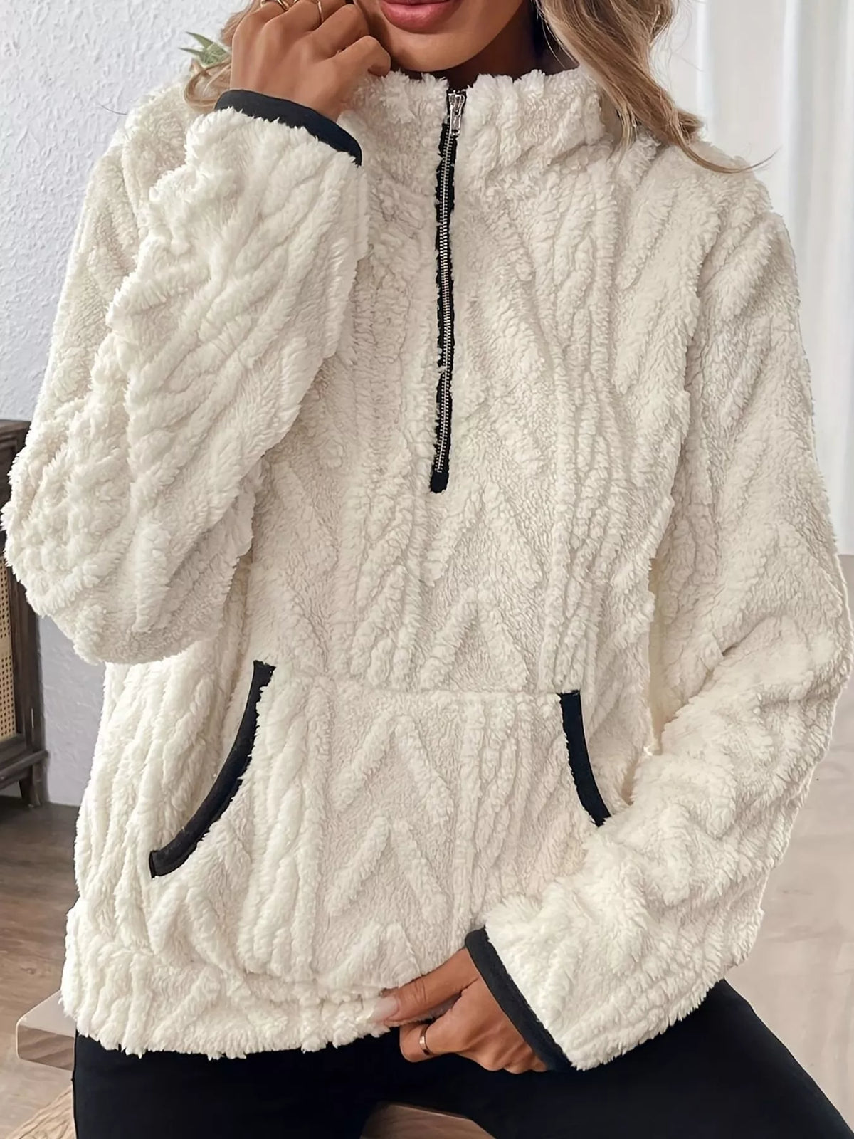 Women's Quarter-Zip Sherpa Sweatshirt – view 4