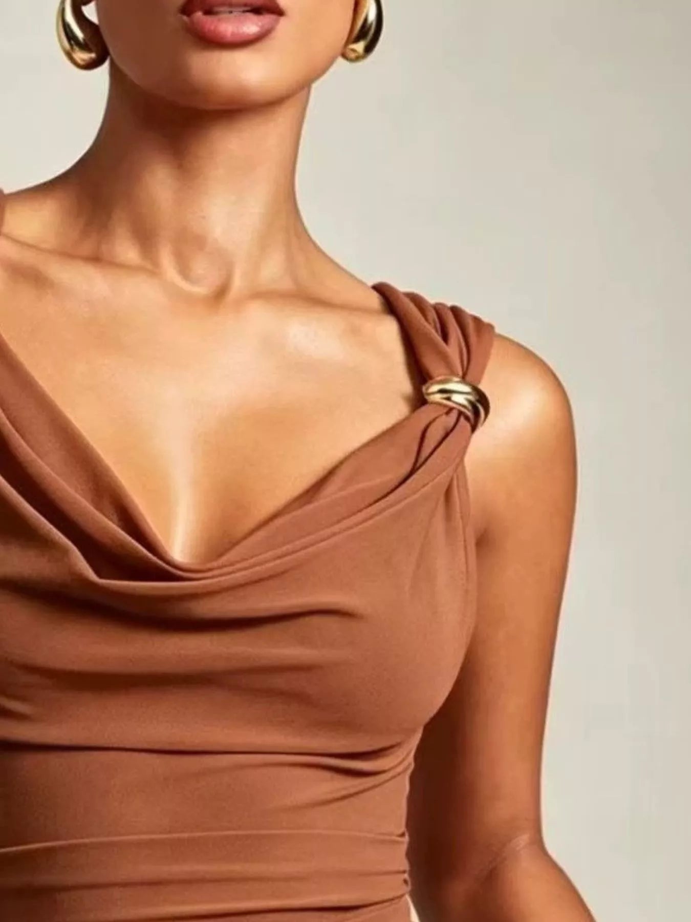 Cowl Neck Tank with Metal Ring Accents  Shop One Place