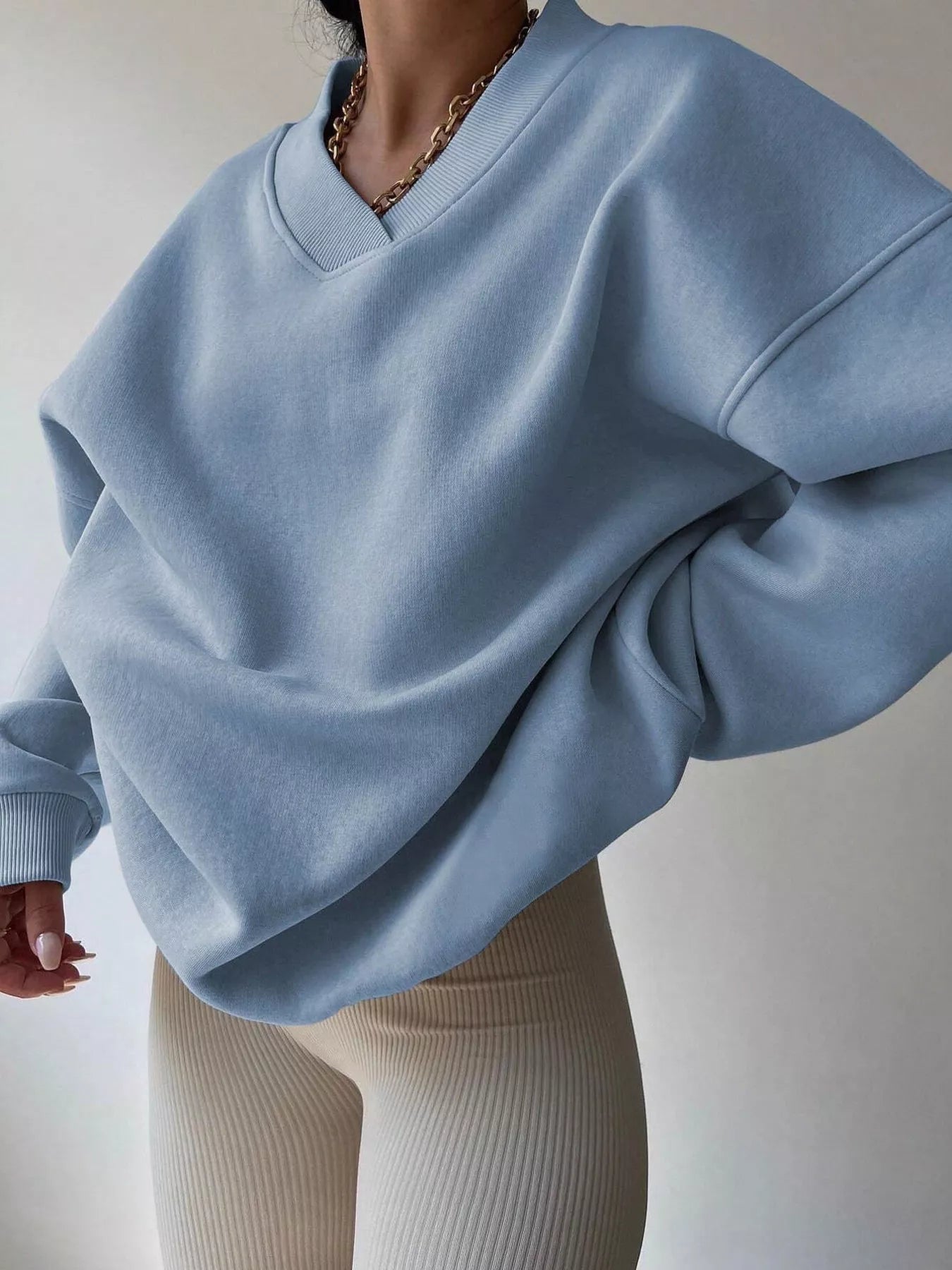 Dropped Shoulder Long Sleeve Oversized Sweatshirt  Shop One Place