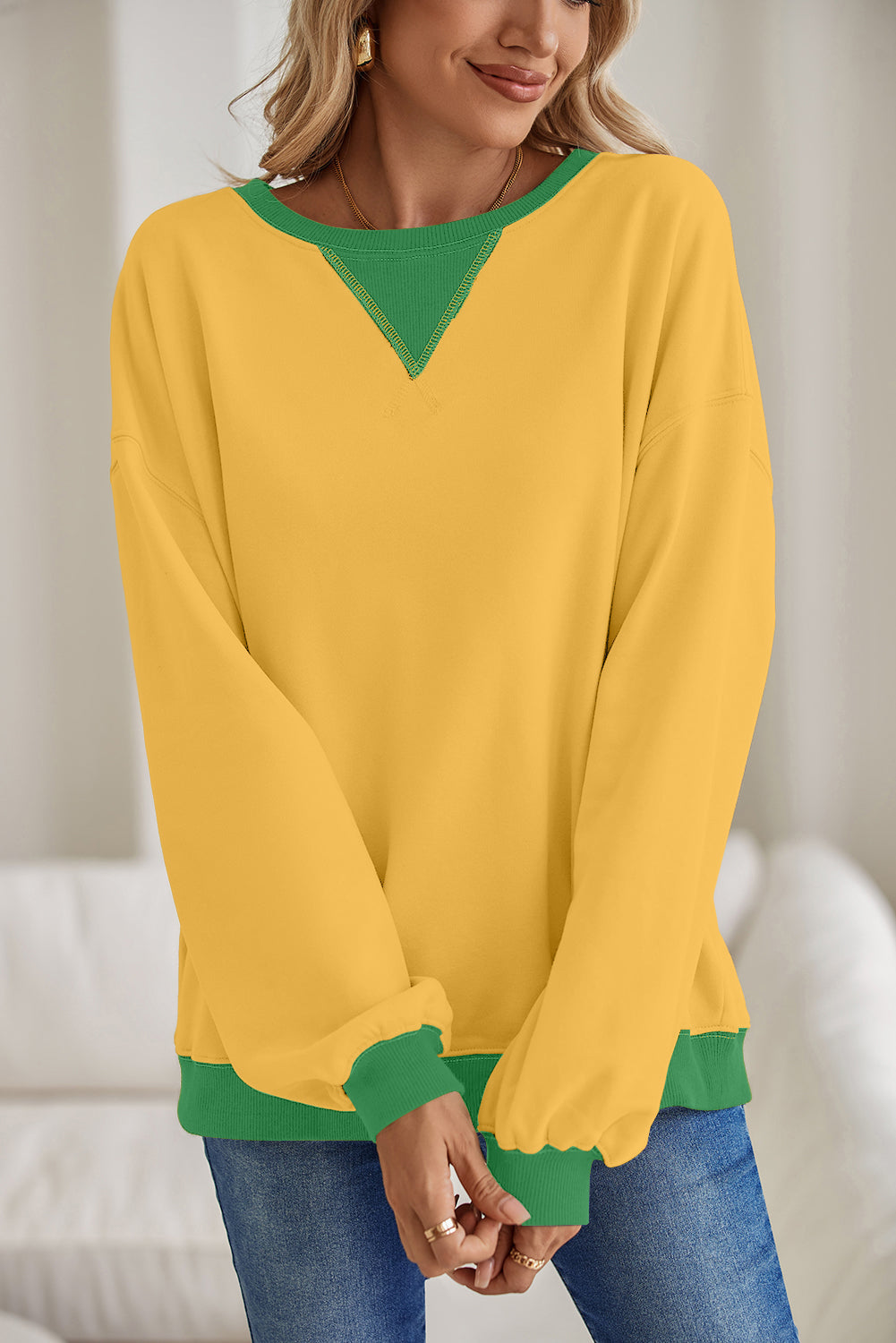 Drop Shoulder Crewneck Oversized Sweatshirt  Shop One Place