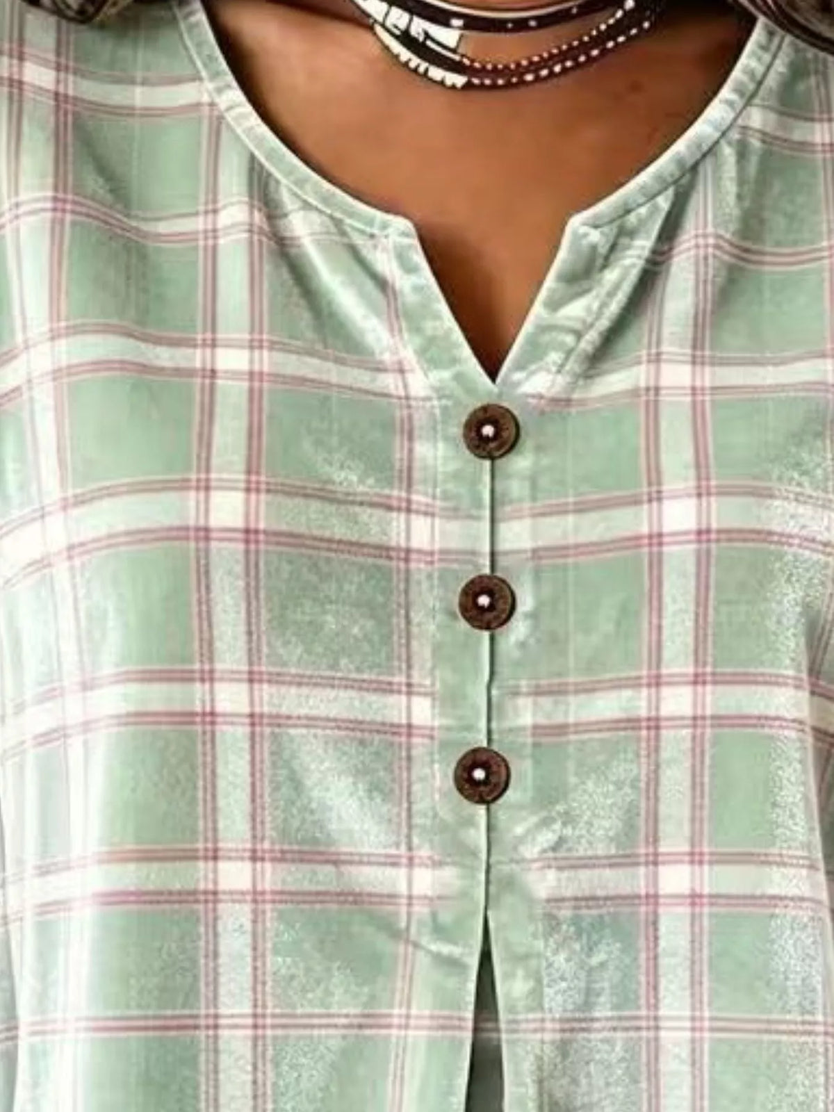 Women's Plaid Velvet Flounce Sleeve Blouse – view 18