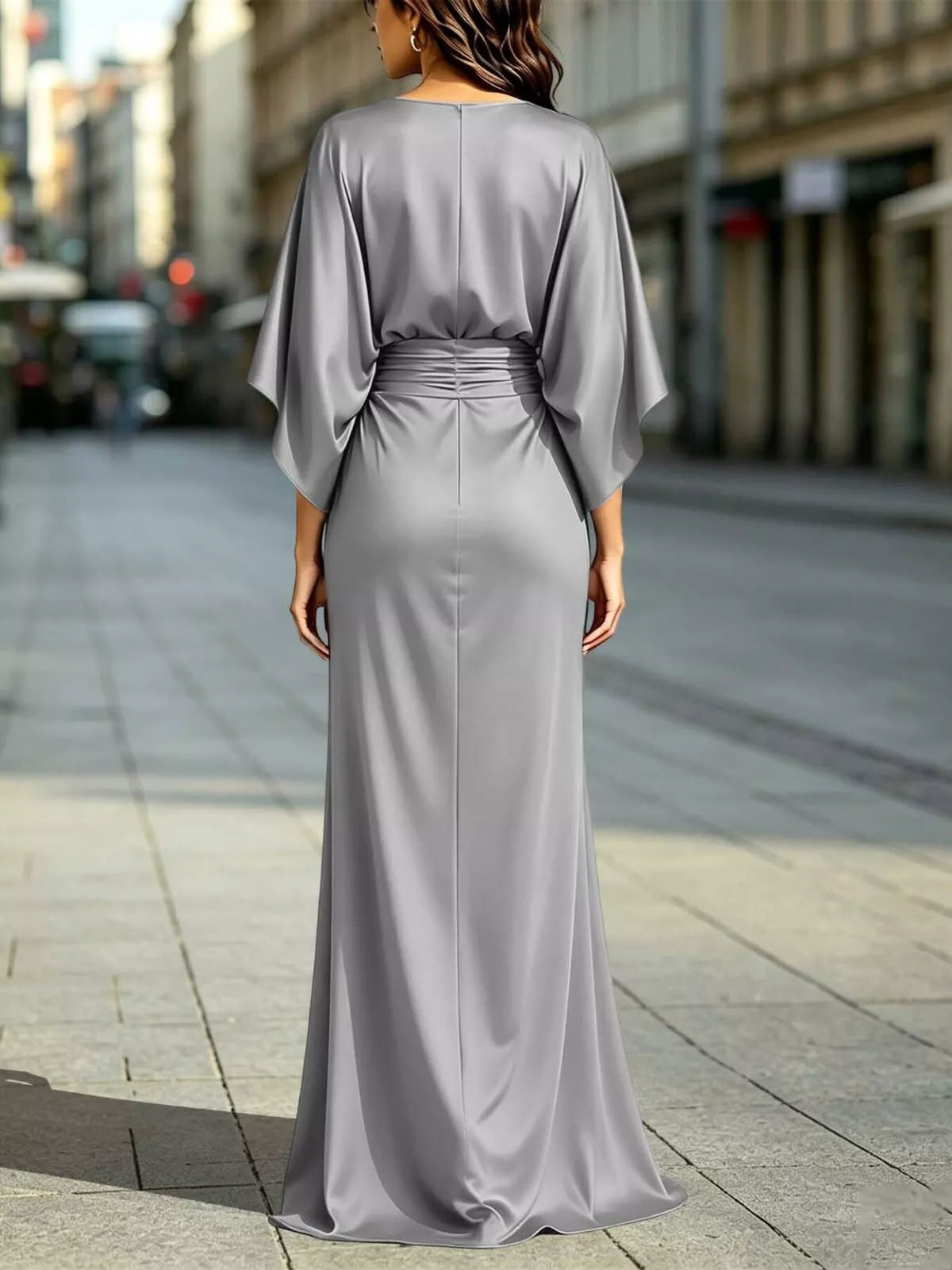 Ruched Waist Maxi Dress with Pockets  Shop One Place