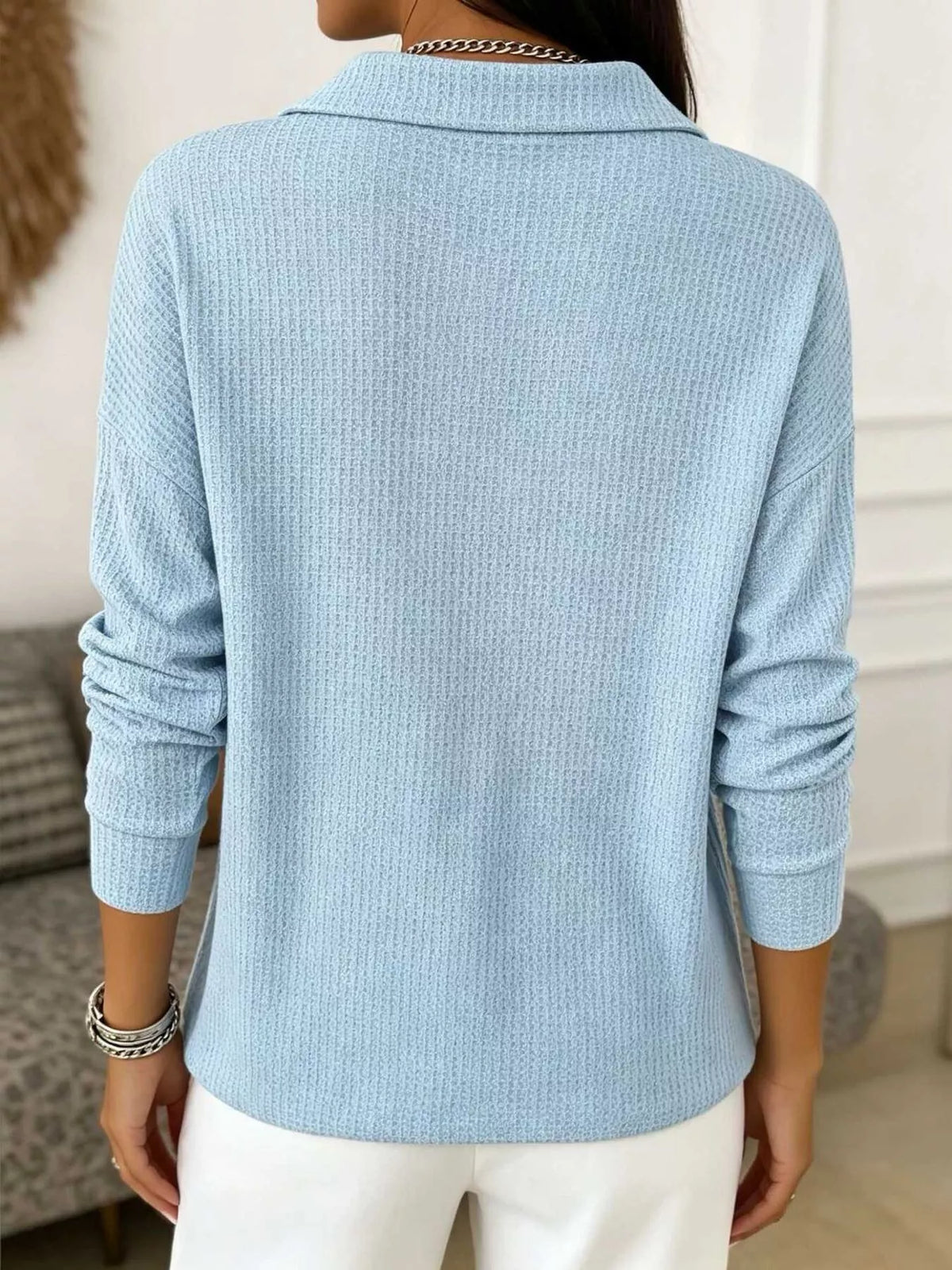 Women's Waffle Knit Snap-Front Blouse – view 6