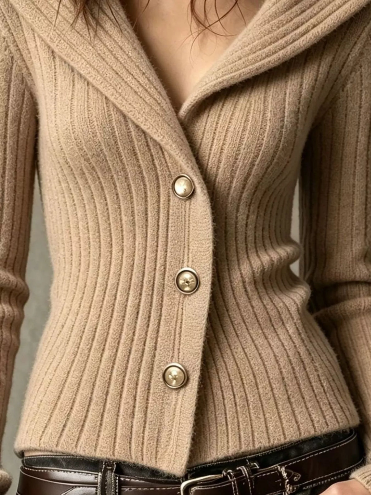Women's Ribbed Knit Button-Down Cardigan – view 5