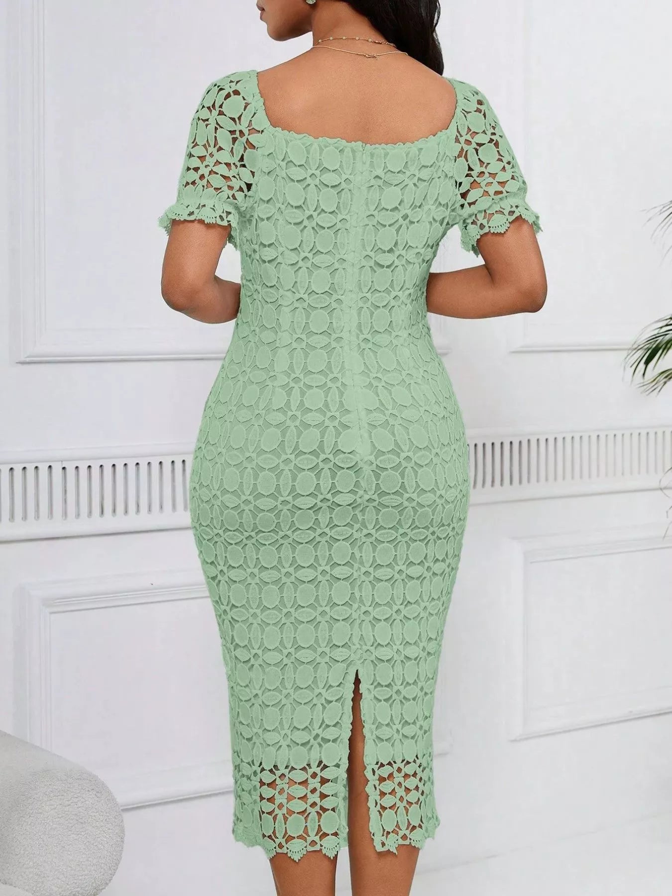 Lace Short Sleeve Midi Dress  Shop One Place