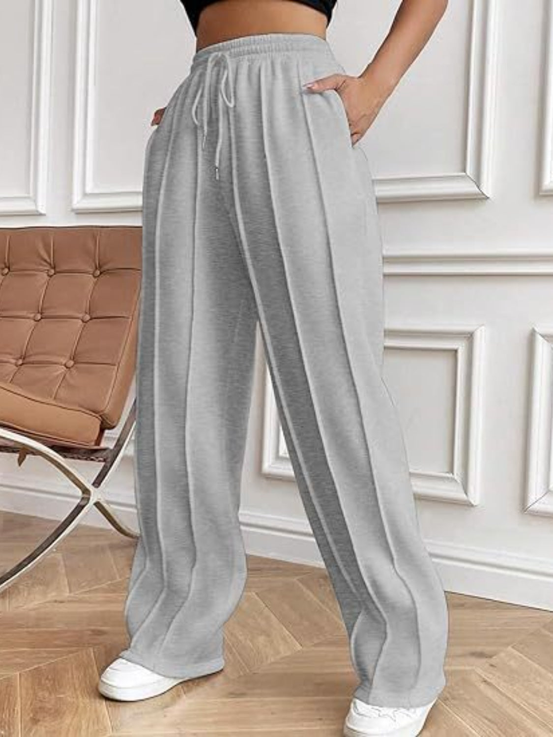 Drawstring Wide Leg Pants with Pockets  Shop One Place