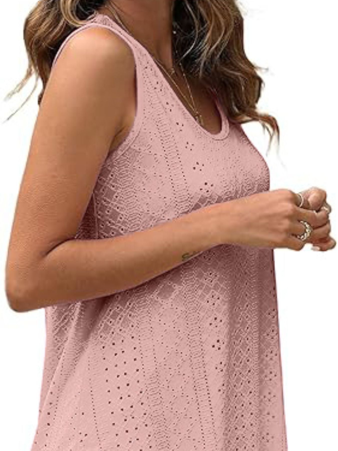 Eyelet Scoop Neck Tank  Shop One Place