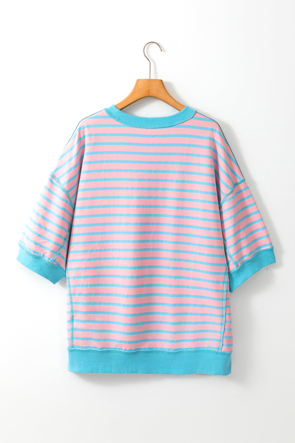 Stripe Colorblock Drop Sleeve Oversized T Shirt