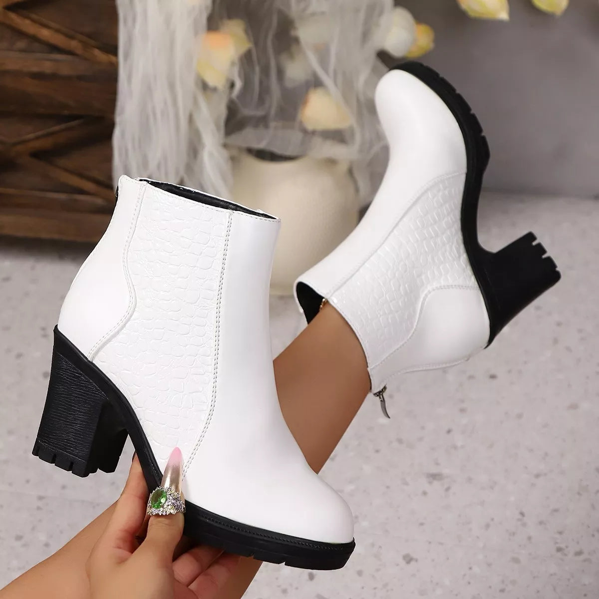 Point Toe Block Heels Boots  Shop One Place
