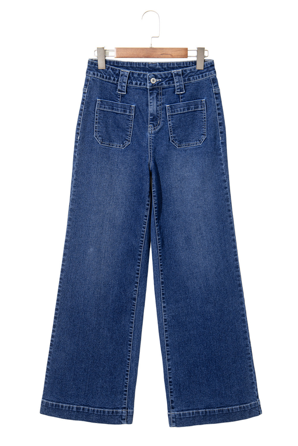 Sail Blue Wide Leg Pocketed High Waist Jeans  Shop One Place