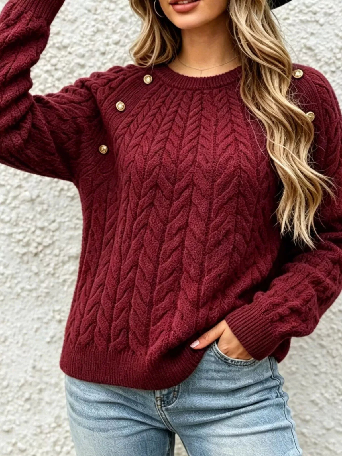 Women's Cable-Knit Raglan Sleeve Sweater – view 6