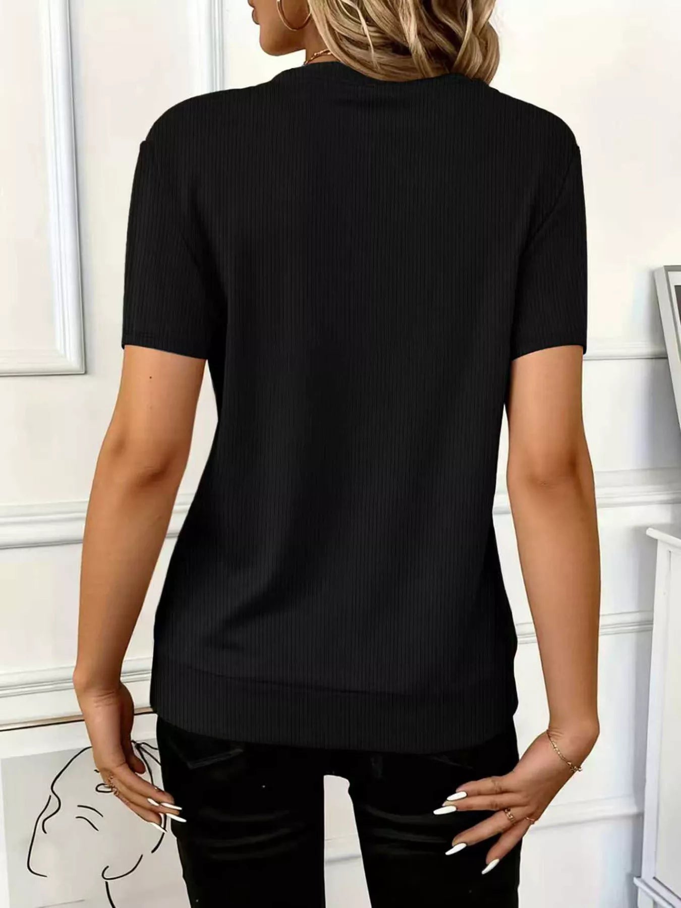 Half Zip Short Sleeve Top  Shop One Place