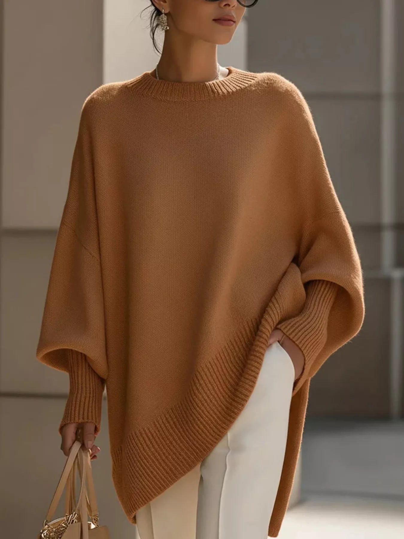 Oversized Batwing Sleeve Knit Sweater  Shop One Place