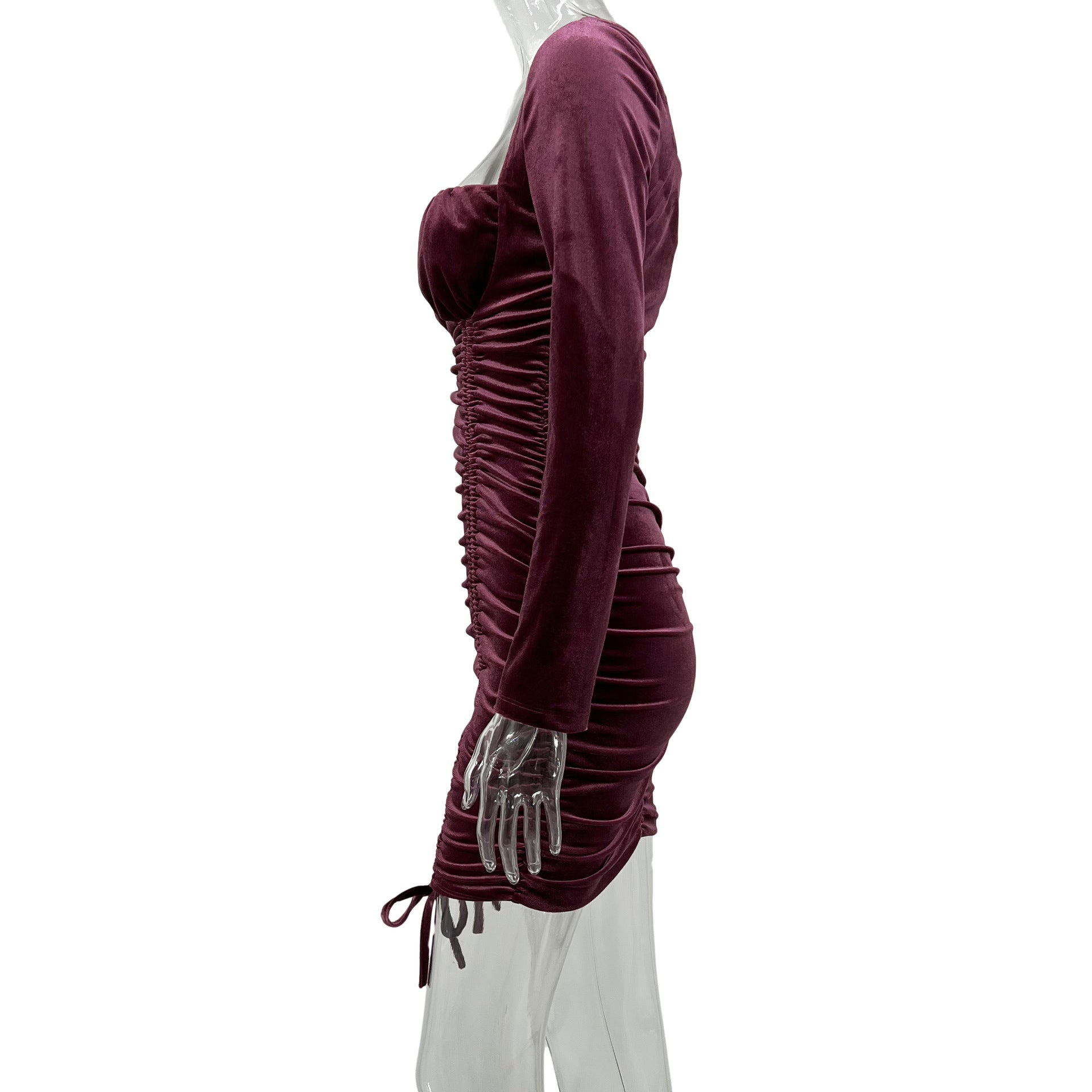 Sexy Square Neck Elegant Dress Pleating Sheath Tight Dress  Shop One Place