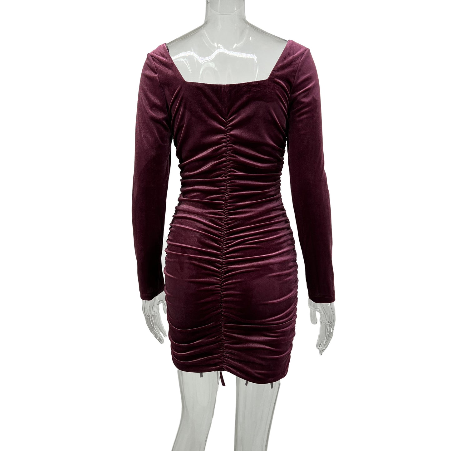 Sexy Square Neck Elegant Dress Pleating Sheath Tight Dress  Shop One Place