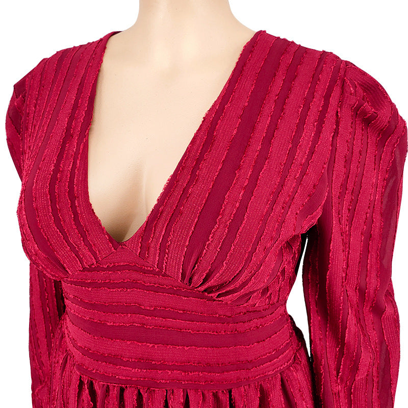 Plus Size Women Clothes Jacquard Striped Dress Source  Shop One Place