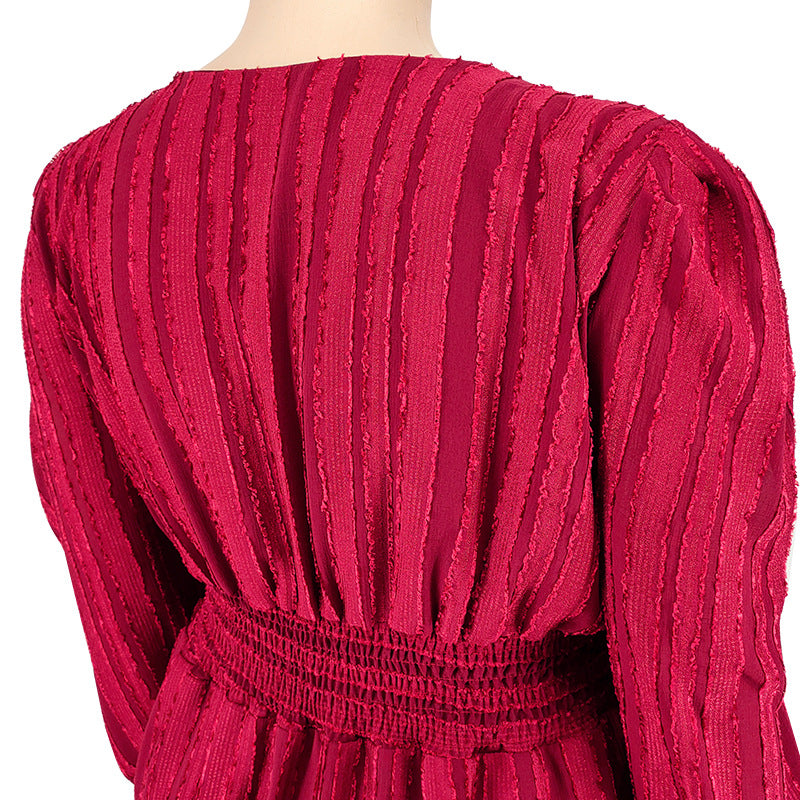 Plus Size Women Clothes Jacquard Striped Dress Source  Shop One Place