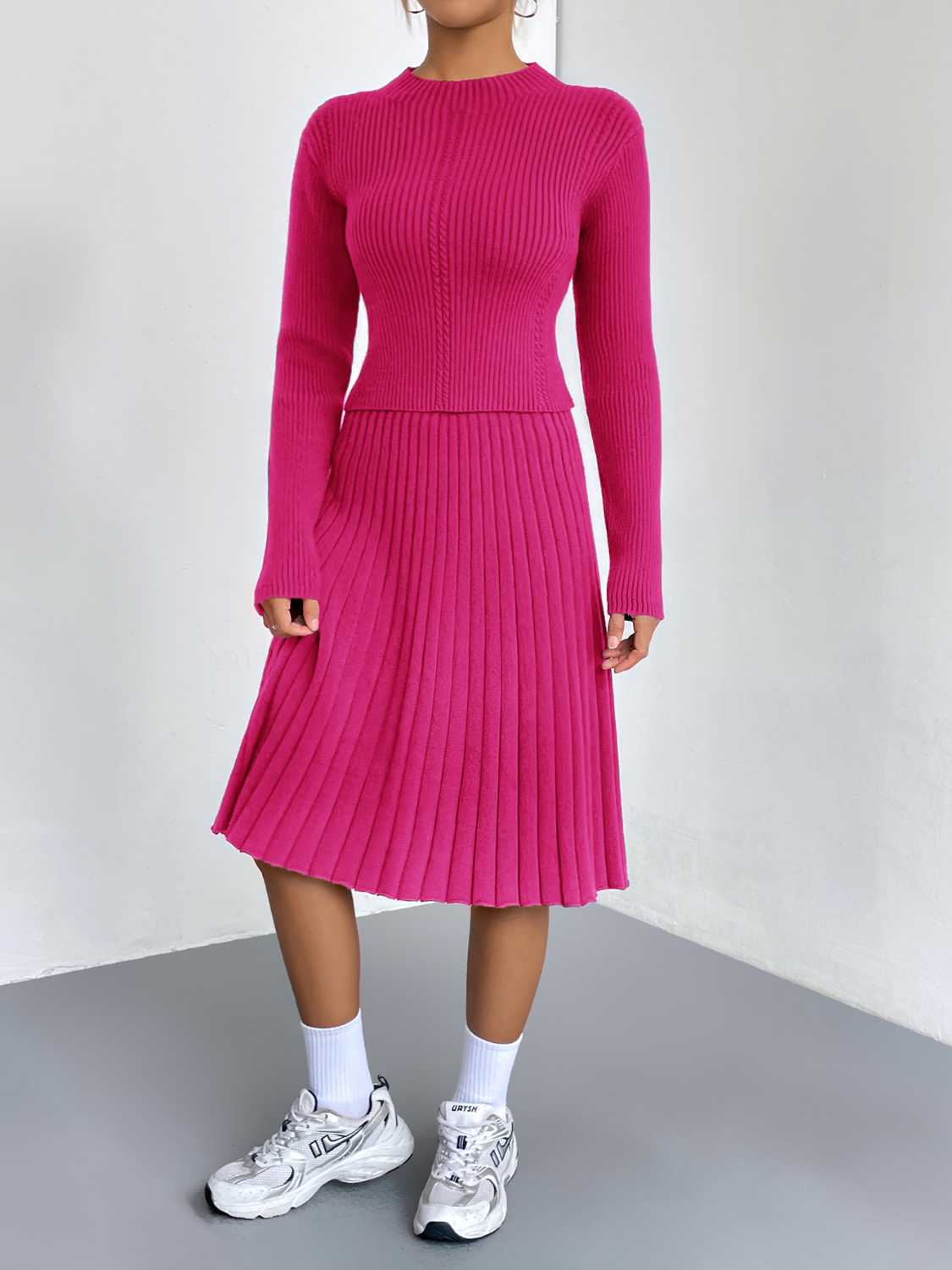 Rib-Knit Sweater and Skirt Set  Shop One Place