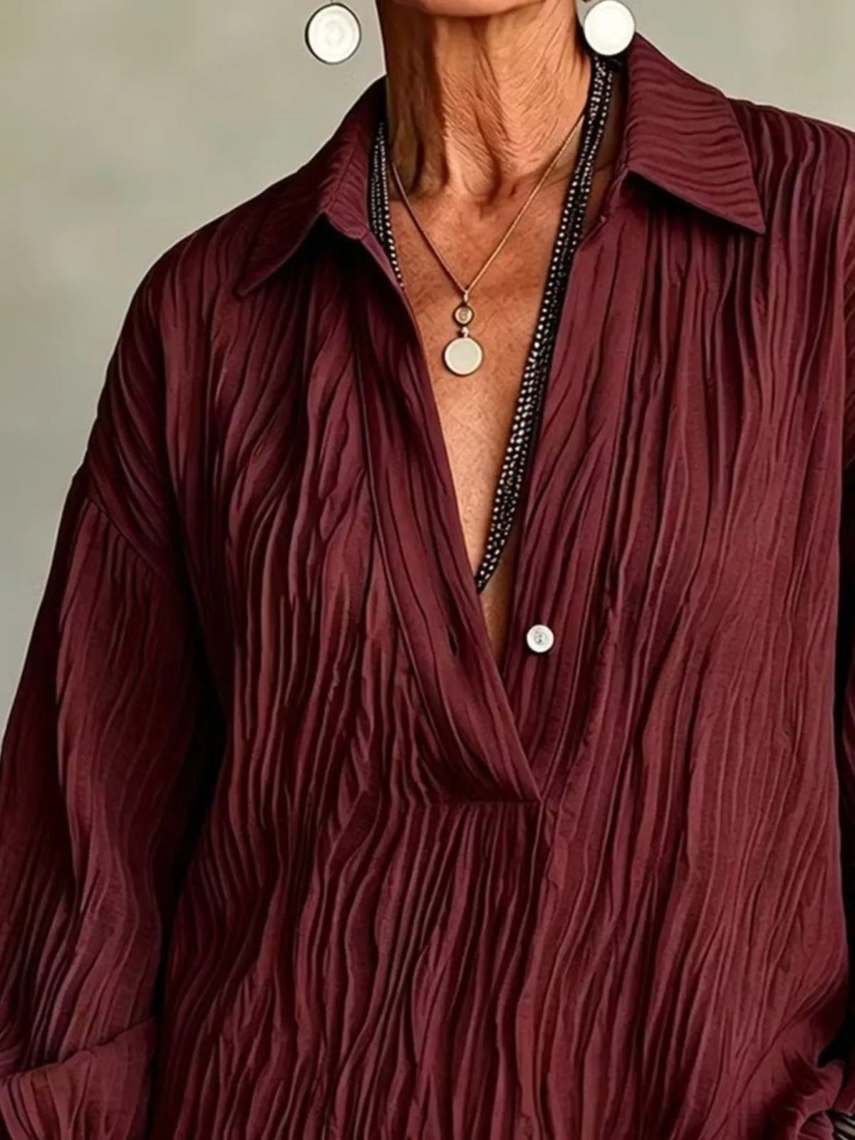 Women's Textured Long Sleeve Button Blouse – view 7