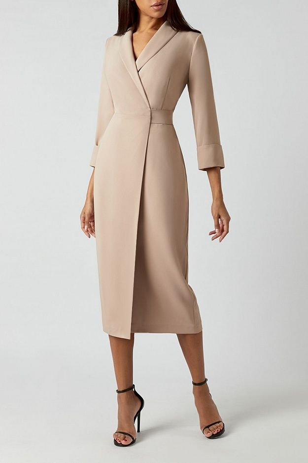 Solid Color Collar Long Sleeve Dress  Shop One Place