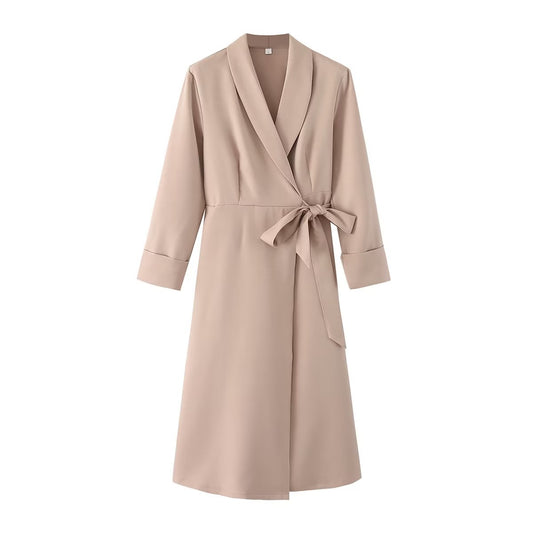 Solid Color Collar Long Sleeve Dress  Shop One Place