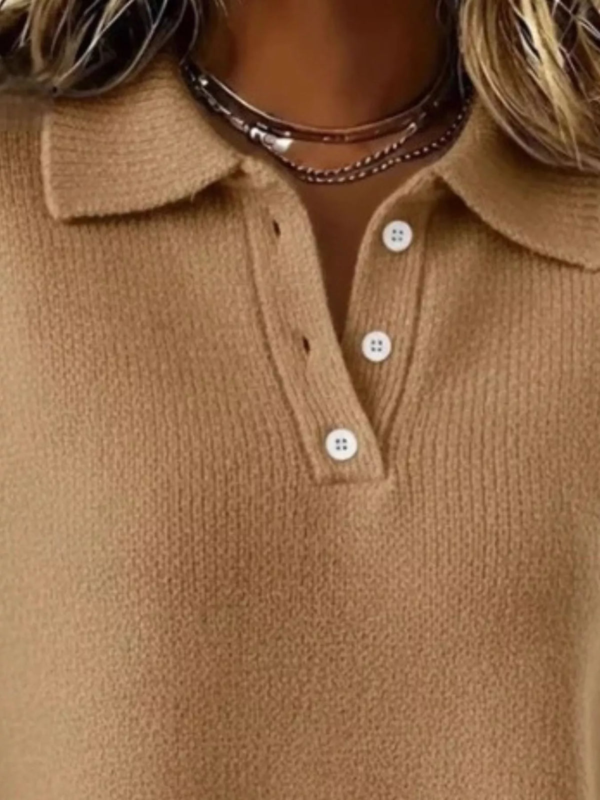 Full Size Button Detail Dropped Shoulder Sweater Plus Size  Shop One Place