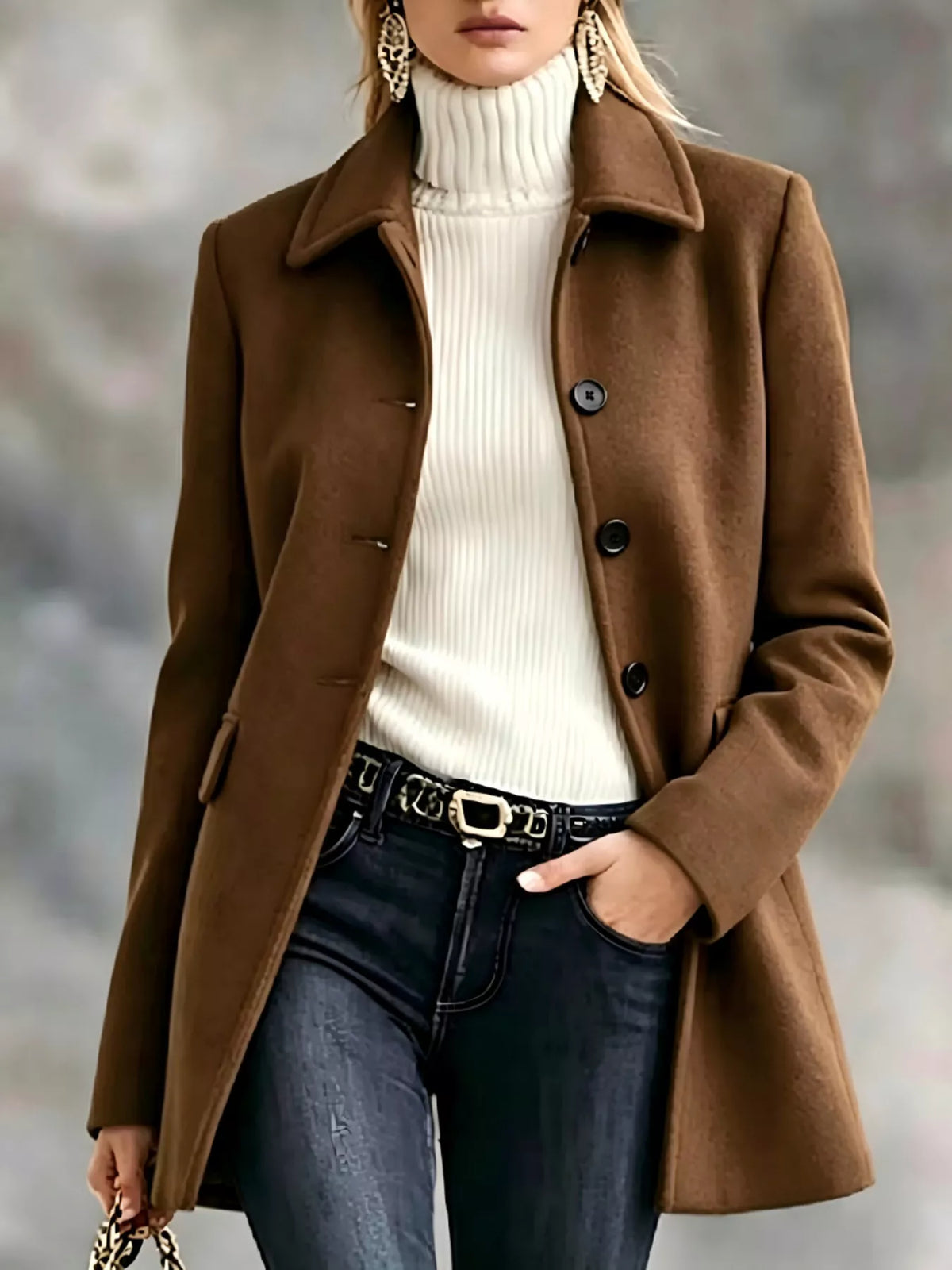Women's Button-Up Collared Coat – view 9