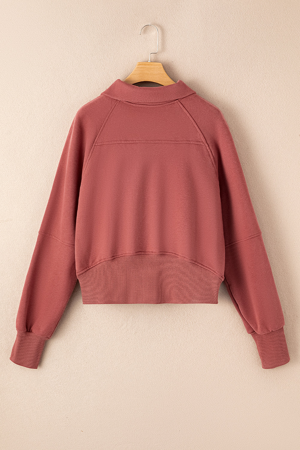 Zip Up Stand Collar Ribbed Thumbhole Sleeve Sweatshirt