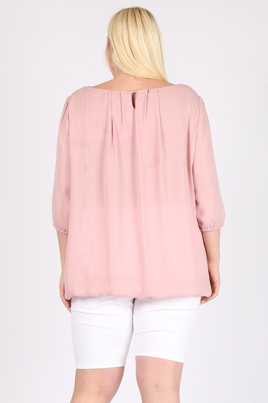 Plus Size Ruffle Round Neck TOP