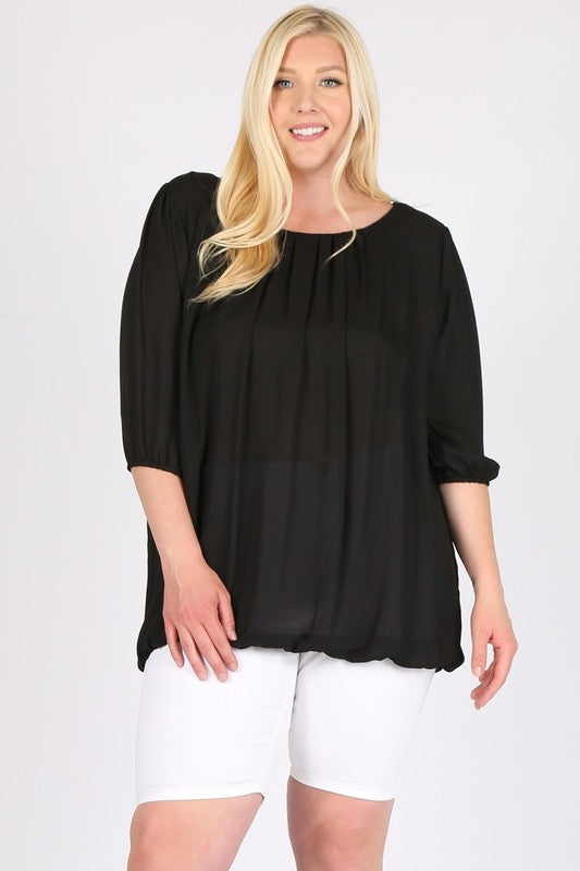 Plus Size Ruffle Round Neck TOP