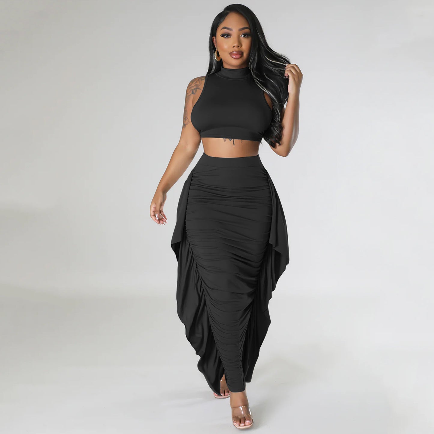 Tassel Sleeveless Two-Piece Skirt Set