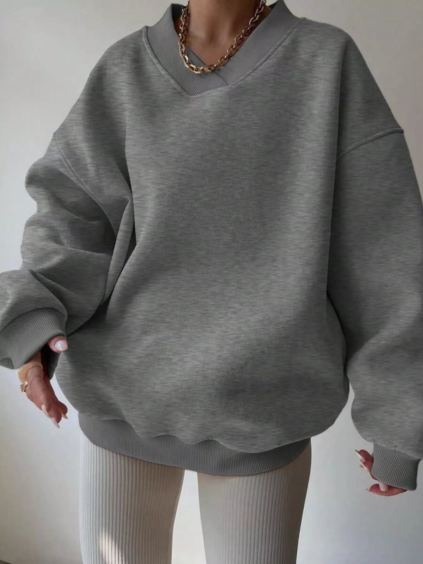 Dropped Shoulder Long Sleeve Oversized Sweatshirt  Shop One Place