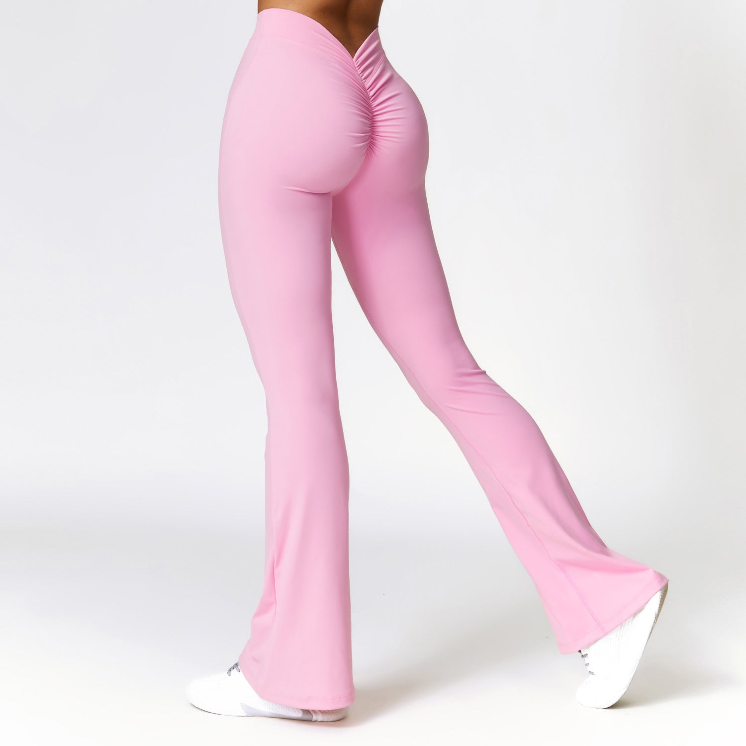 Peach Hip Raise Yoga Bellbottom Yoga Pants -Pink