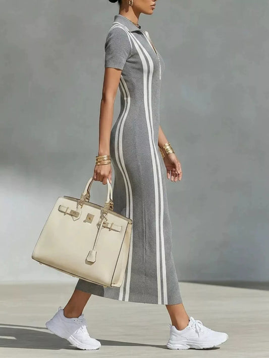 Women's Side Stripe Short Sleeve Maxi Dress – view 2