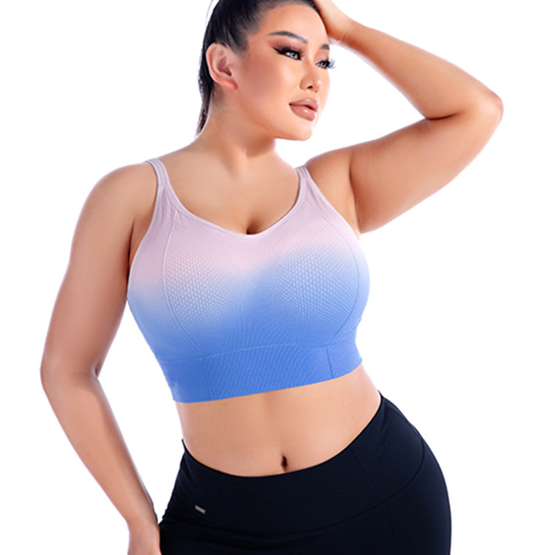 Plus Size Gradient Color Yoga Push Up Sports Bra