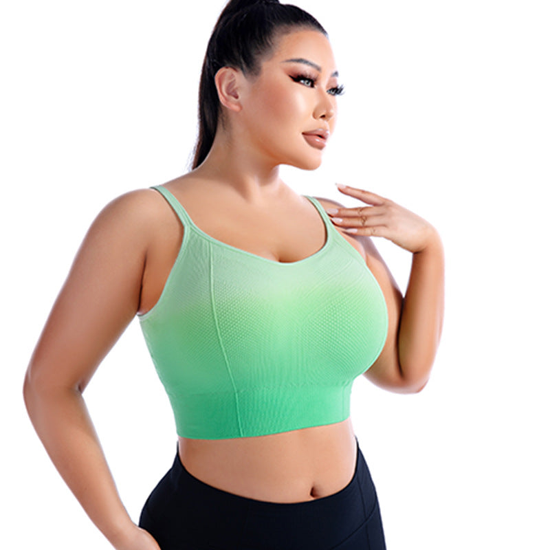 Plus Size Gradient Color Yoga Push Up Sports Bra