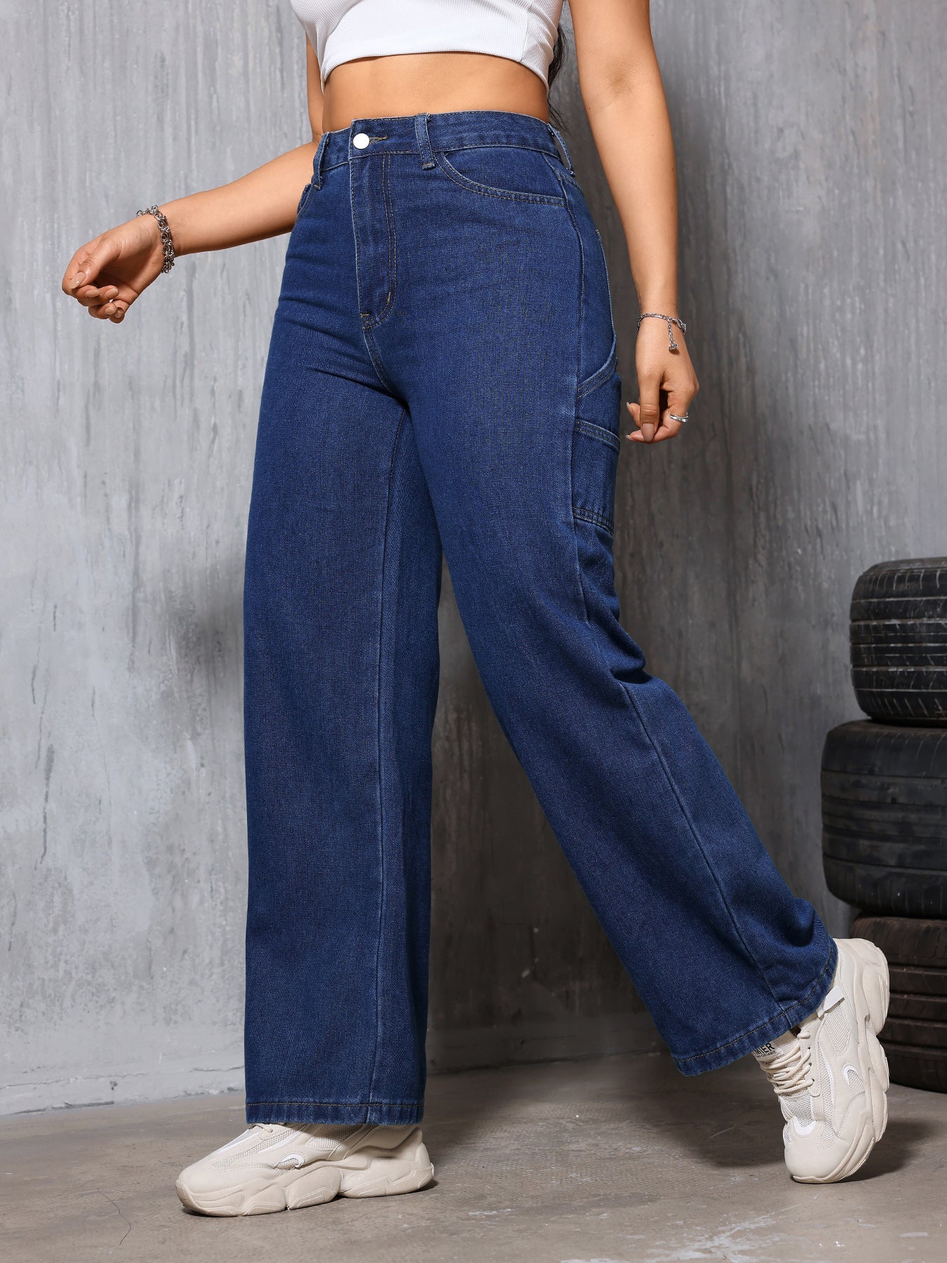 High Waist Retro Straight Jeans