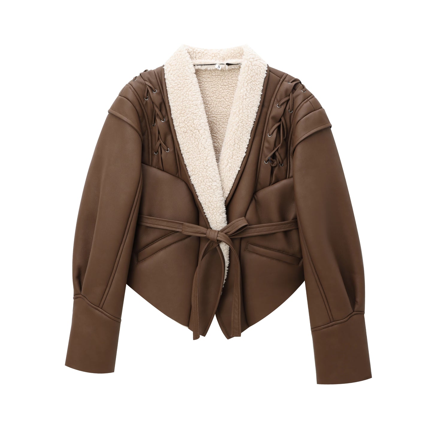 Women's Suede Leather Tie Front Jacket