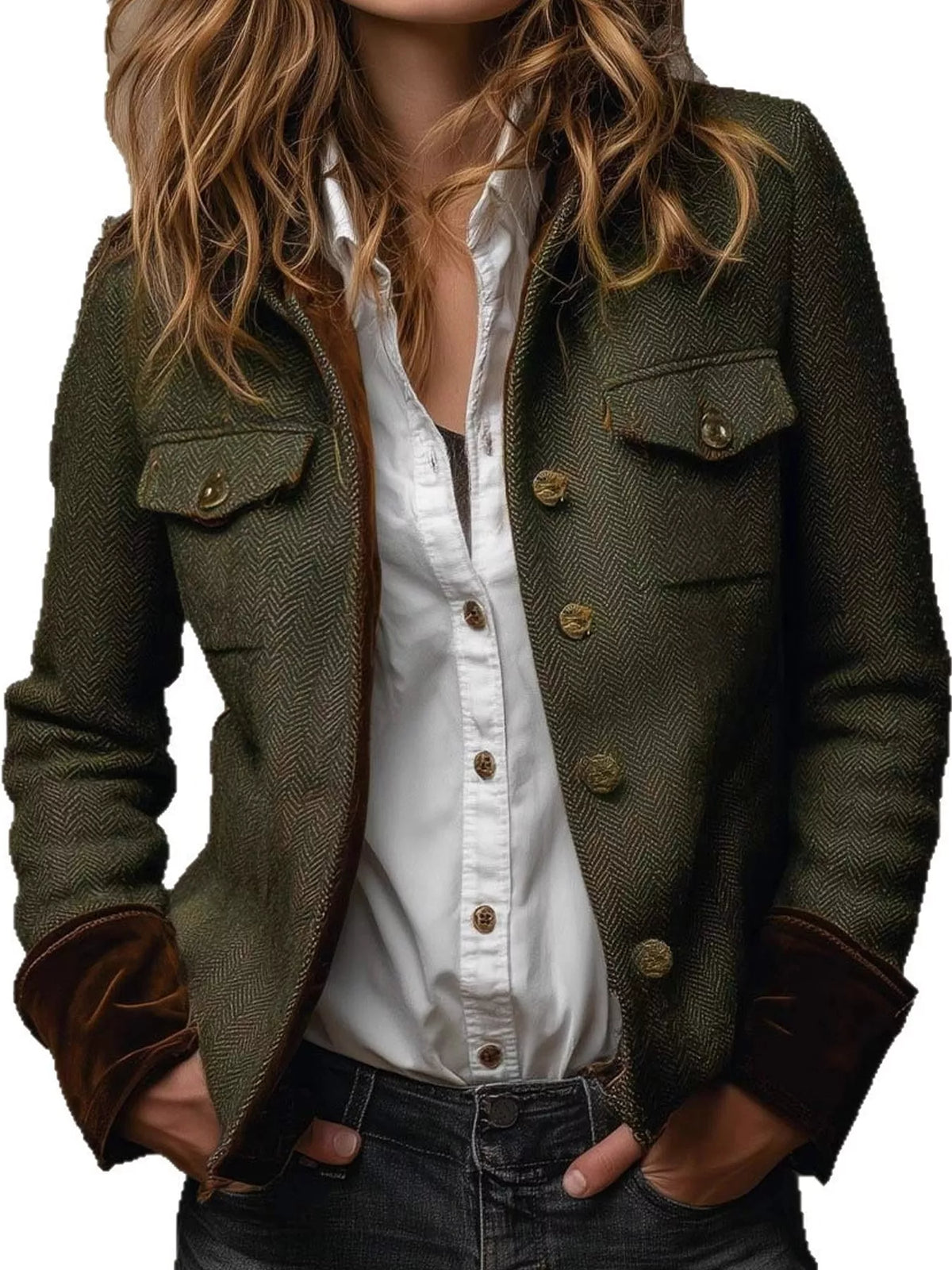 Women's Vintage Herringbone Tweed Blazer – view 3
