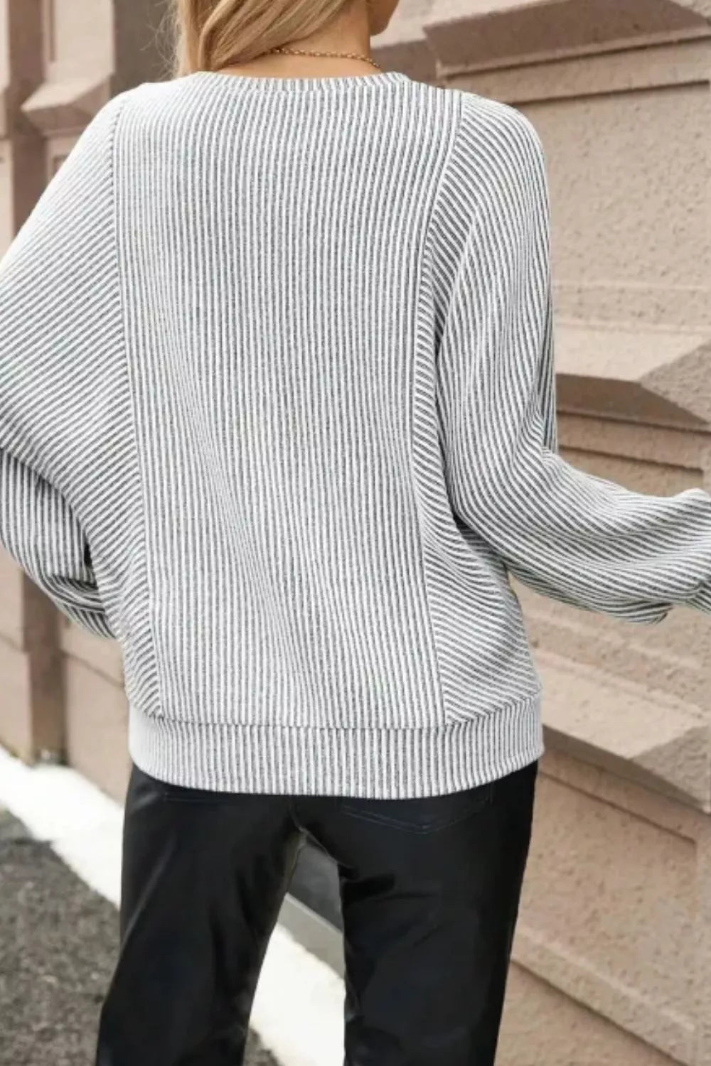 Striped Round Neck Long Sleeve Top  Shop One Place