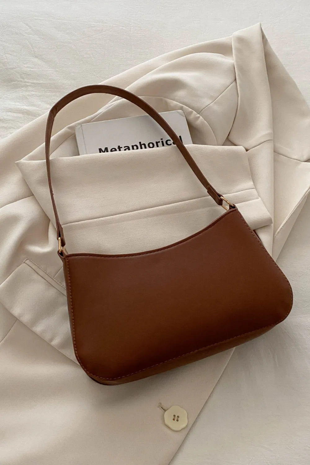 Bow Trim PU Leather Shoulder Bag  Shop One Place
