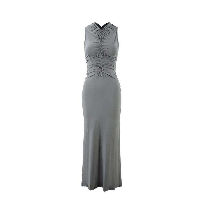Sleeveless Pleated Solid Color Maxi Dress  Shop One Place