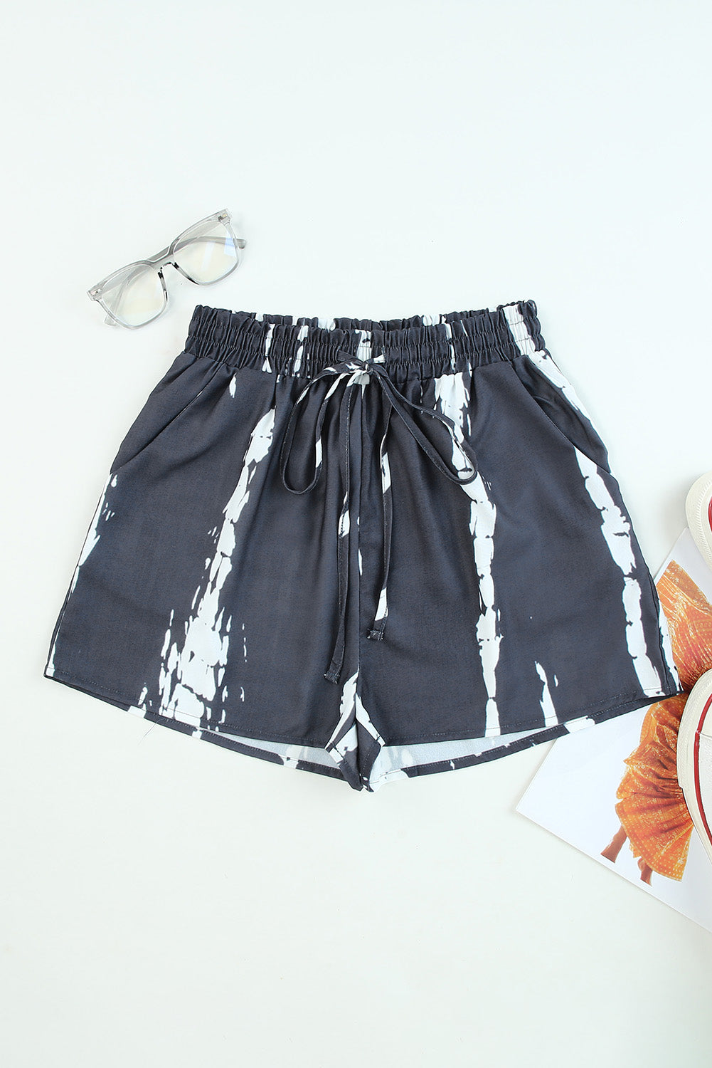 Wholesale Blue Casual Tie Dye Drawstring Shorts