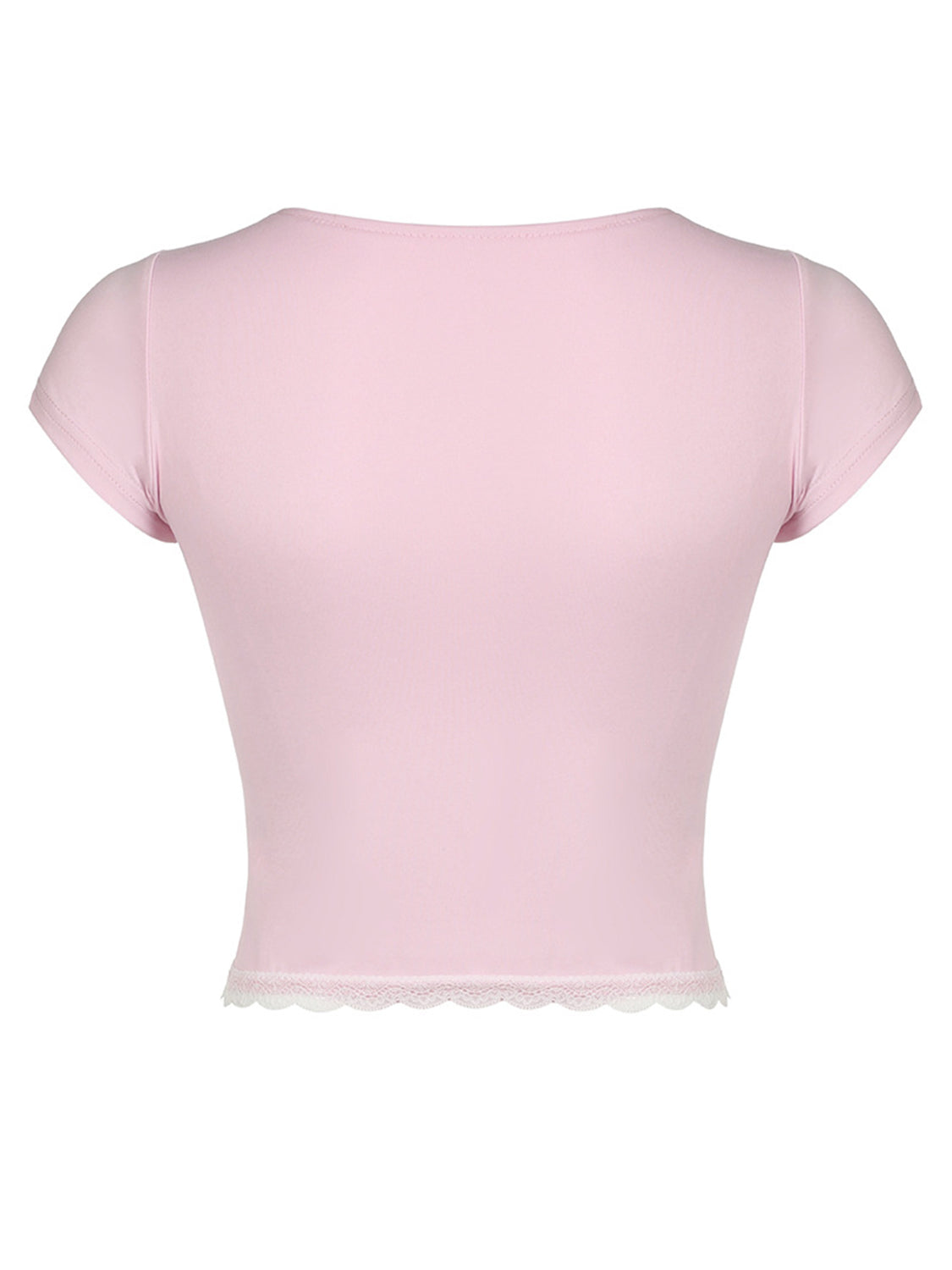 Lace Detail Sweetheart Neck Short Sleeve T-Shirt  Shop One Place