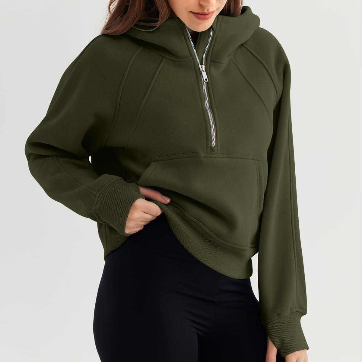 Half Zipper Pullover Hooded Sweatshirt  Shop One Place