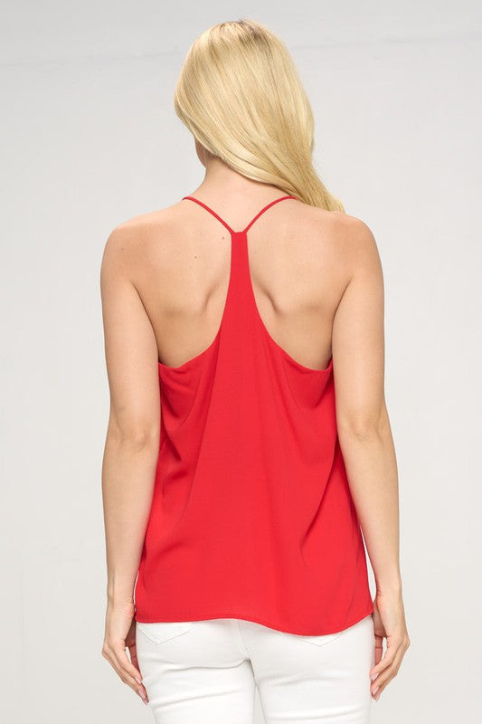 Solid V neck Racerback Top